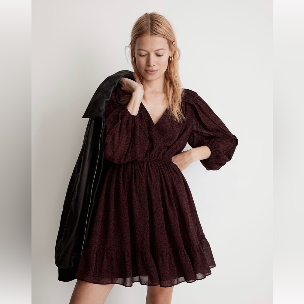 Madewell Georgette Faux-Wrap Mini Dress